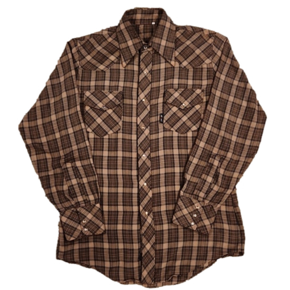 Redhead Brand Brown Plaid Snap Button-Up Shirt